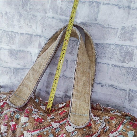 Y2K HTF Loungefly Hello Kitty Mushroom Duffel Weekender Bag Brown Red White - Picture 7 of 12